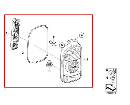 2008-10 Mini Cooper Clubman 1.6L Rear Right Side Tail Light Lamp 63-21-2-754-530 - Alshned Auto Parts