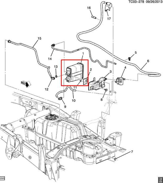 2011-2016 Chevrolet Silverado 2500 6.0L Fuel Vapor Evaporator Emission Canister - Alshned Auto Parts