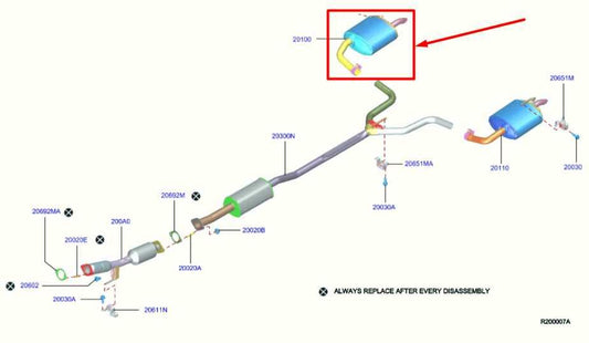 2019-2025 Nissan Altima SL 2.5L FWD Rear Right Exhaust Muffler 20100-6CA2A OEM - Alshned Auto Parts