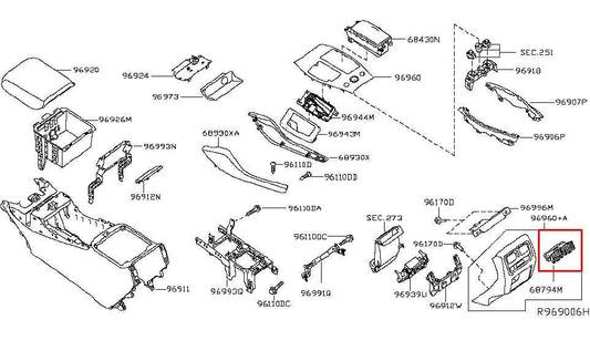 2014-2020 Infiniti QX60 Pure Center Console Rear Back Panel Air Vent Grille - Alshned Auto Parts