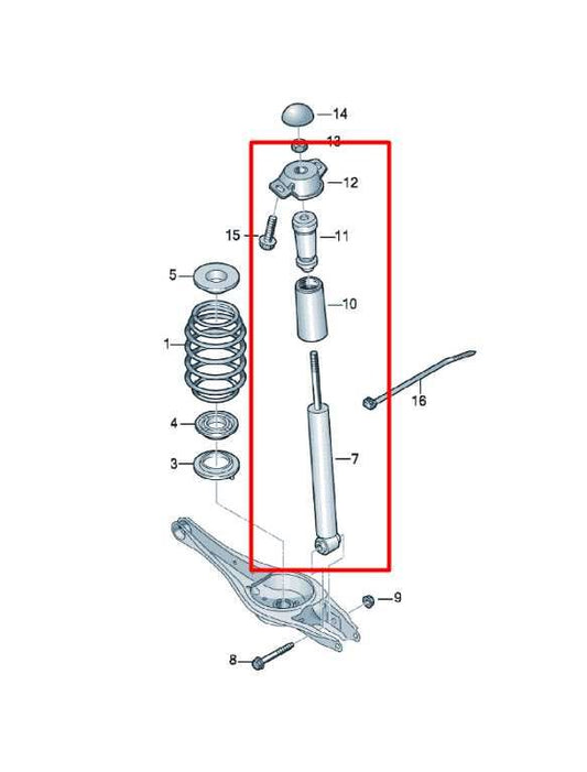 2018-2024 Volkswagen Atlas S AWD Rear Suspension Right Side Shock Strut Absorber - Alshned Auto Parts