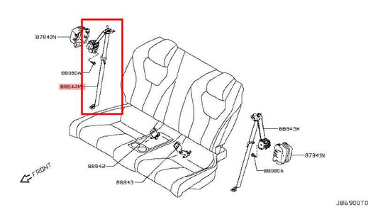 17-22 Infiniti Q60 Luxe Rear RH Side 2nd Row Seat Belt Retractor 88844-5CA0A OEM - Alshned Auto Parts