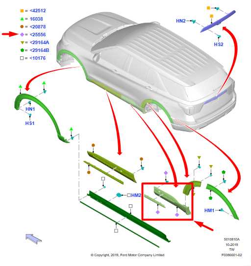 20-25 Ford Explorer ST Rear LH Door Exterior Lower Molding MB5JS25335ABW *ReaD* - Alshned Auto Parts