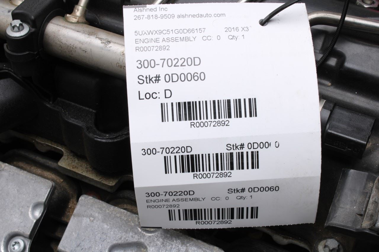 2013-2017 BMW X3 xDrive28i 2.0L Gasoline Engine Motor 78K 2420311 OEM - Alshned Auto Parts