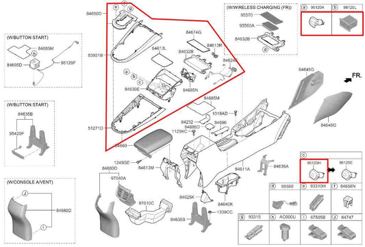 19-23 Kia Forte LXS 2.0L Front Center Console Shifter Bezel Trim w/ Pocket Tray - Alshned Auto Parts
