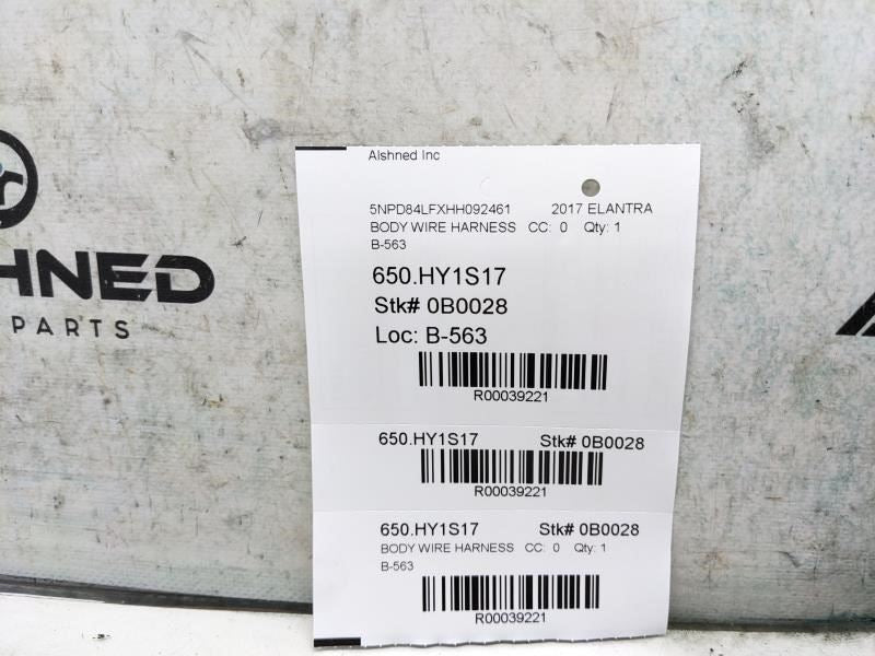 2016-2018 Hyundai Elantra SE Rear Right Side Door Wire Harness 91660-F3010 OEM - Alshned Auto Parts