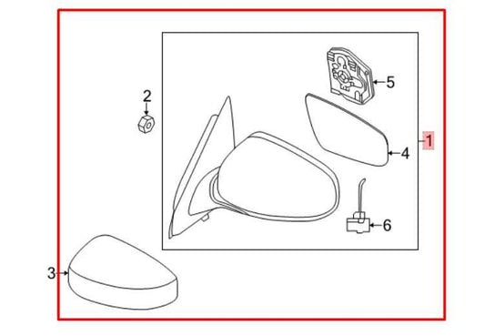 17-20 Nissan Pathfinder SV Passenger Right Side Rear View Mirror 96301-9PJ9A OEM - Alshned Auto Parts