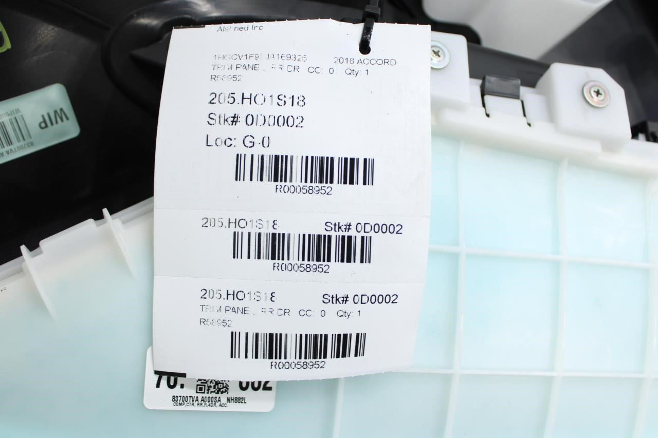 2018 Honda Accord Rear Right Passenger Door Trim Panel 83700-TVA-A010-21 OEM - Alshned Auto Parts