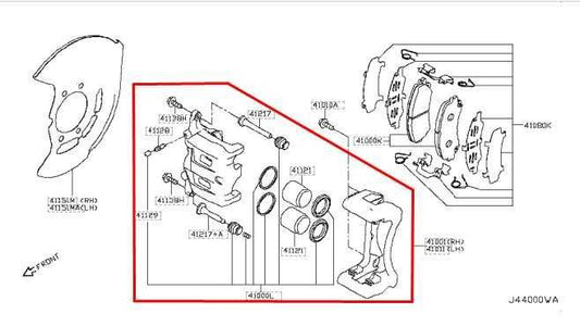 2014-2020 Infiniti Q50 Luxe RWD Front Left Side Brake Disc Caliper 41011-4GA0A - Alshned Auto Parts