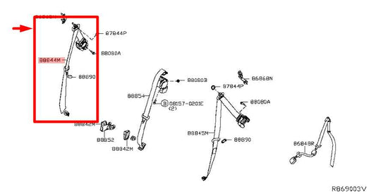 2015-2020 Nissan Rogue SV Rear Right Side Seat Belt Retractor 88844-9TA5A OEM - Alshned Auto Parts