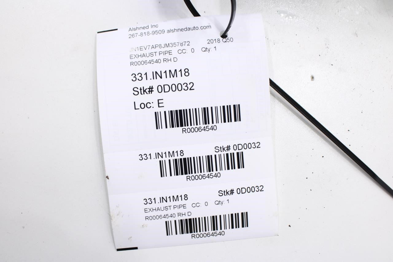 16-19 Infiniti Q50 Luxe RWD 3L Right Side Exhaust System Pipe B0802-5CB0A *ReaD* - Alshned Auto Parts