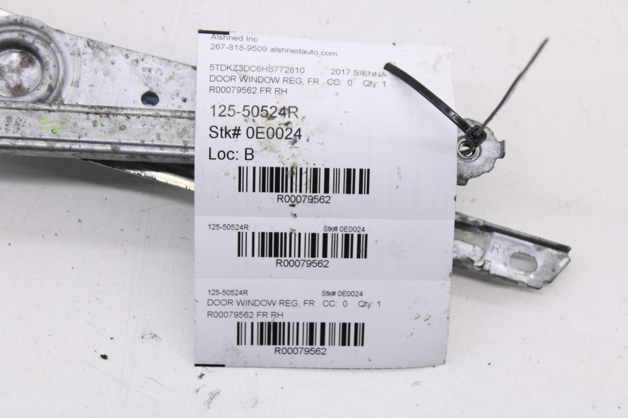 11-20 Toyota Sienna LE Front Right Passenger Side Door Window Regulator w/ Motor - Alshned Auto Parts