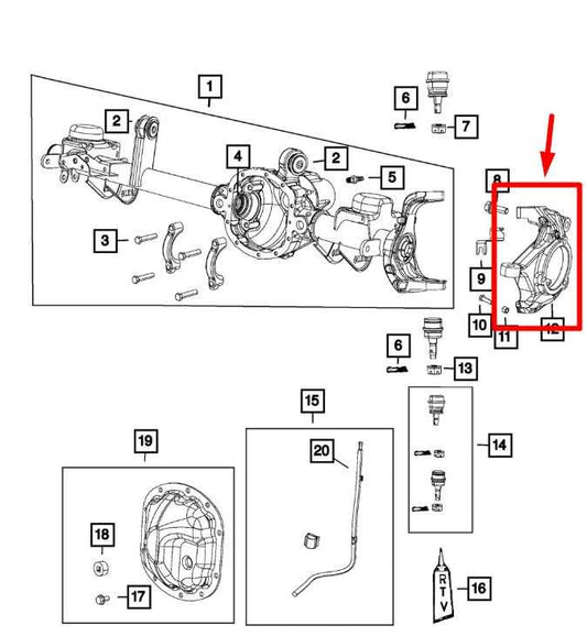 2009-2018 Jeep Wrangler Sahara 4WD Front Left Spindle Knuckle Hub 68004087AA OEM - Alshned Auto Parts