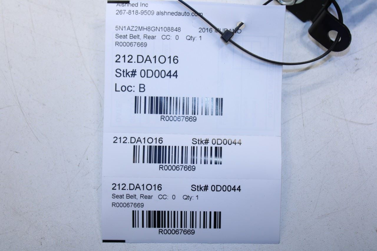 2015-21 Nissan Murano Platinum 3.5L AWD Rear Center 2nd Row Seat Belt Retractor - Alshned Auto Parts