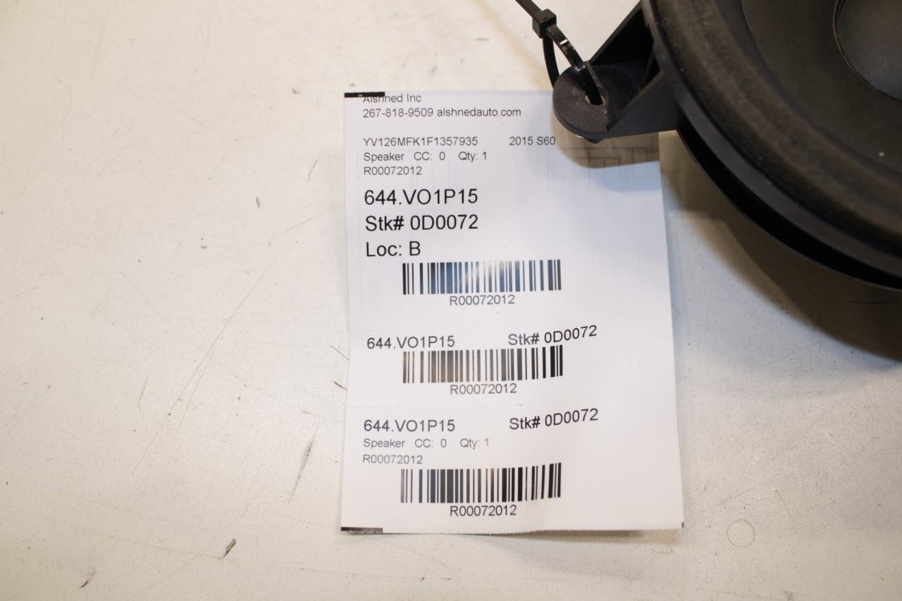 15-2018 Volvo S60 T5 Premier Front RH Passenger Side Door Audio Speaker 30657445 - Alshned Auto Parts