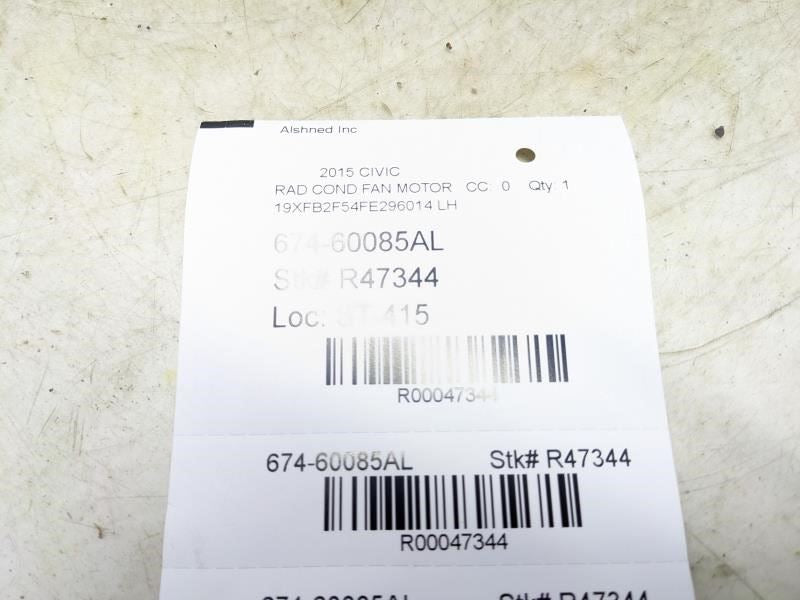 2012-2015 Honda Civic LH Radiator Cooling Fan Motor Assembly 19030-R1A-A02 OEM - Alshned Auto Parts