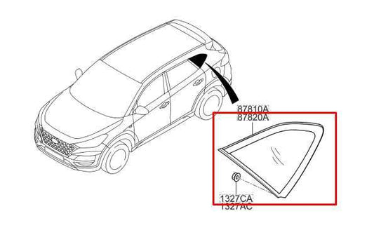 2015-2021 Hyundai Tucson Value Rear Left Side Quarter Window Glass 87810-D3010 - Alshned Auto Parts