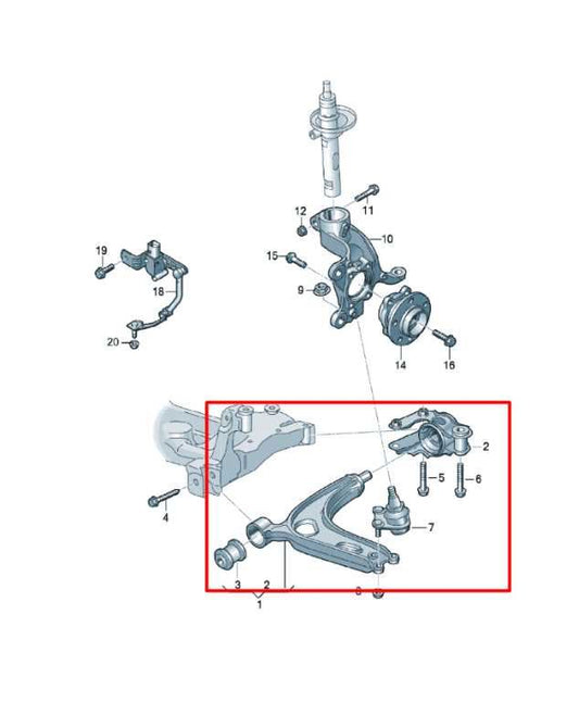 18-23 Volkswagen Atlas S AWD Front Suspension Passenger Right Lower Control Arm - Alshned Auto Parts