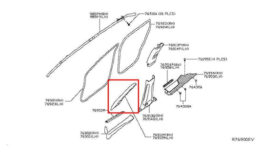 2014-20 Infiniti QX60 Pure Front Driver Left Side Windshield A-Pillar Trim Cover - Alshned Auto Parts