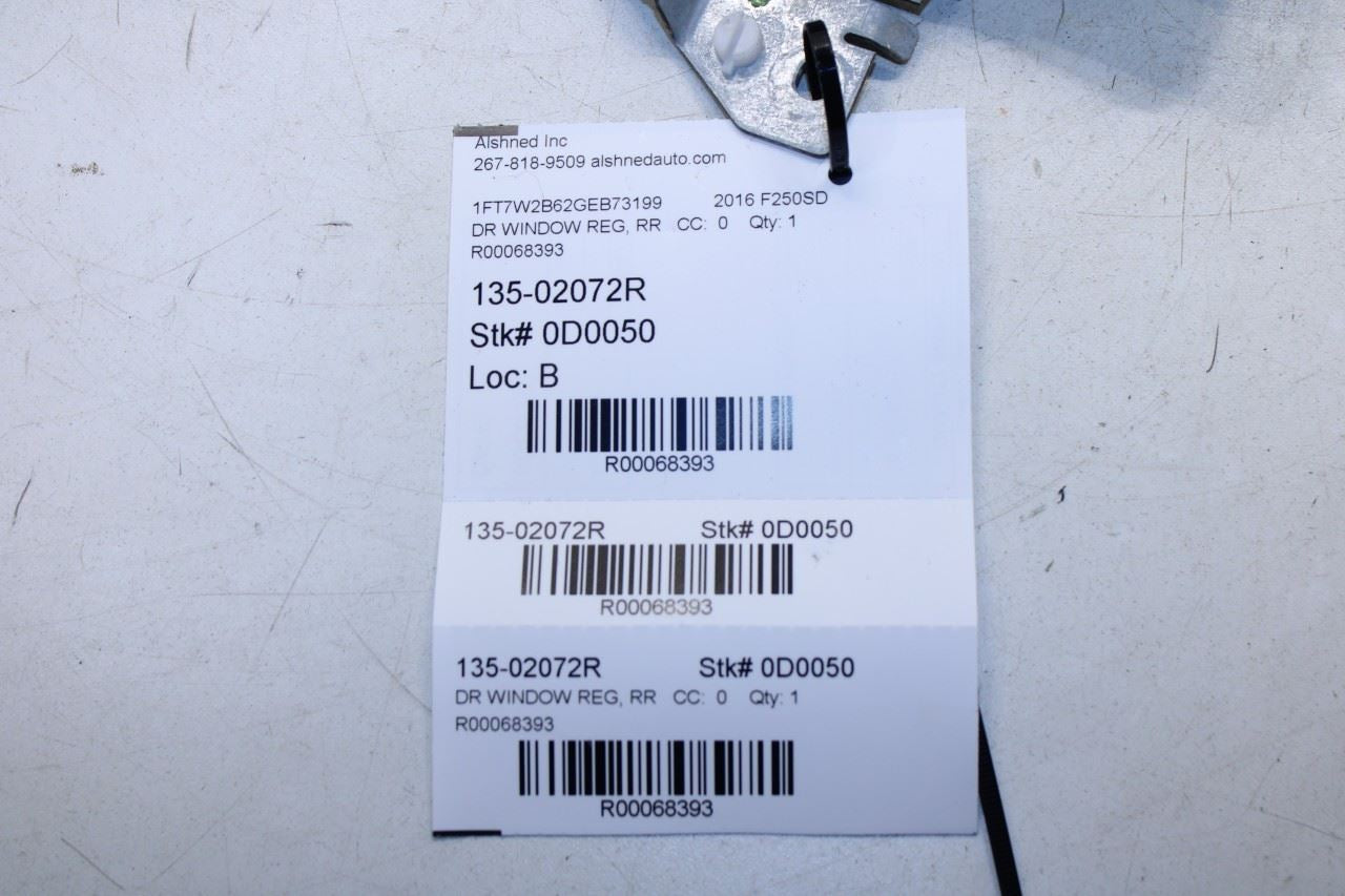 13-2016 Ford F250 Lariat Crew Cab Rear Right Side Door Window Regulator w/ Motor - Alshned Auto Parts