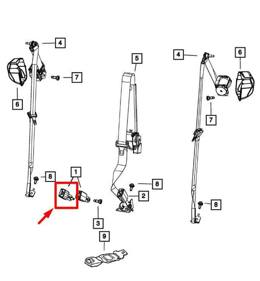 2011-18 Jeep Grand Cherokee Rear RH Side 2nd Row Seat Belt Buckle 1LW83DX9AD OEM - Alshned Auto Parts