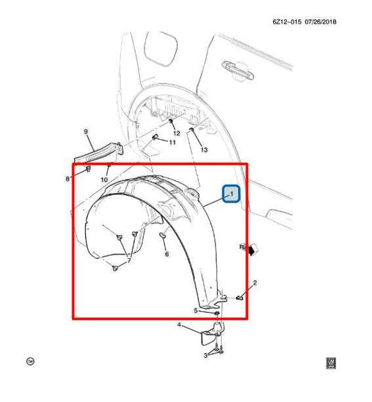 24-25 Cadillac XT4 Rear Right Quarter Wheelhouse Liner Splash Shield 42842002 - Alshned Auto Parts