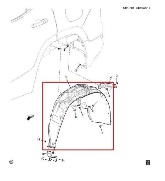 2018-2024 GMC Terrain Denali Rear Left Quarter Wheelhouse Splash Shield 84700607 - Alshned Auto Parts