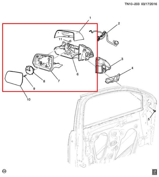 2017-19 GMC Acadia SLT-1 3.6L AWD Passenger Right Side Rear View Mirror 84365147 - Alshned Auto Parts