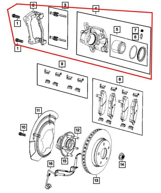 12-18 Jeep Wrangler Sahara 4WD Front Left Side Brake Disc Caliper 68003707AC OEM - Alshned Auto Parts