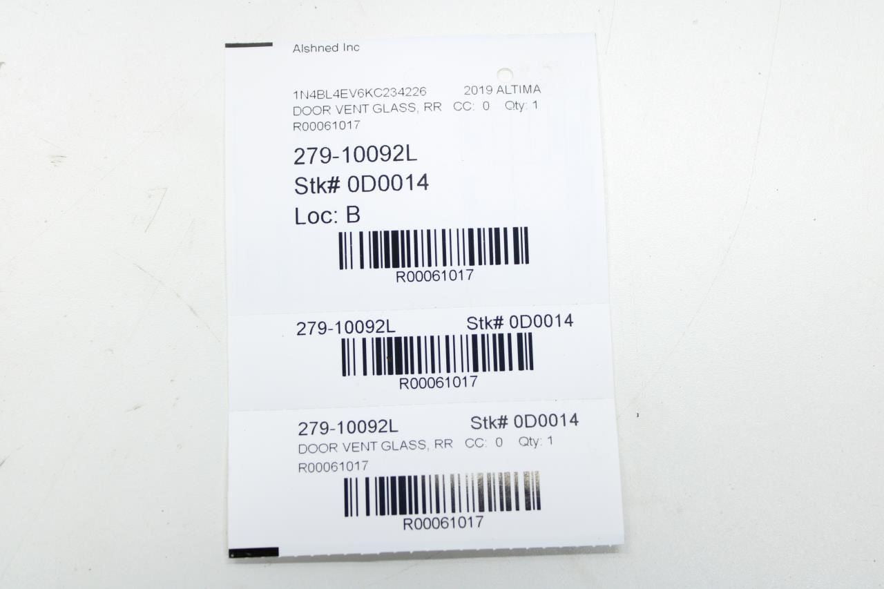 2019-24 Nissan Altima SL Rear Left Door Window Fixed Vent Glass 82263-6CA0A OEM - Alshned Auto Parts