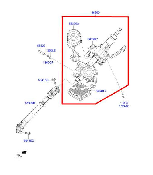 2011-2014 Hyundai Veloster 1.6L FWD Steering Column Assembly 56300-2V201 OEM - Alshned Auto Parts