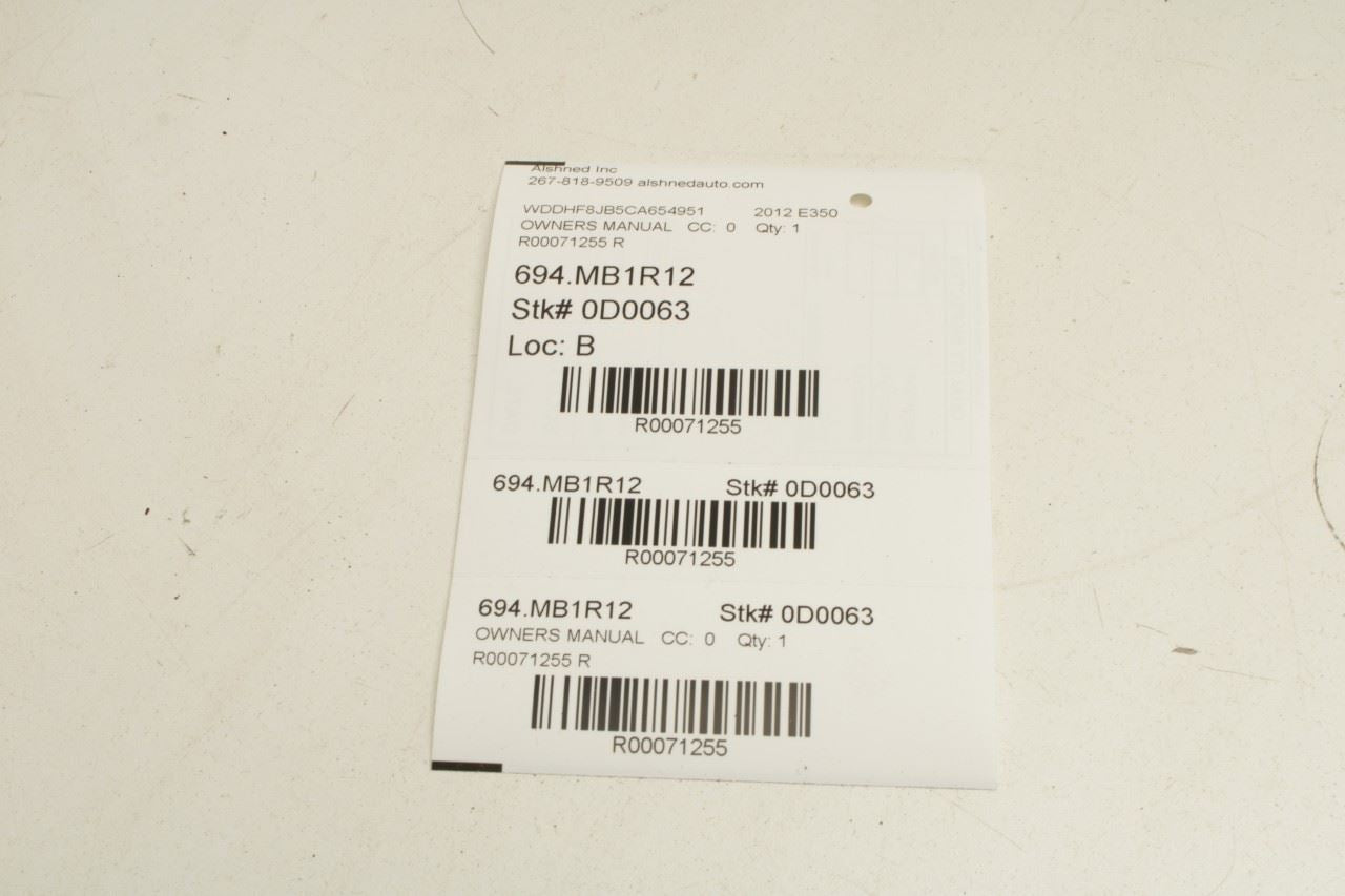 2012 Mercedes-Benz E350 Operator Owners Manual Set with Case R71255 *ReaD* - Alshned Auto Parts