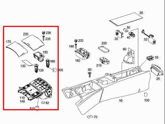 10-13 Mercedes-Benz S550 Front Console Ash Tray Trim w/ Cup Holder 221-680-03-10 - Alshned Auto Parts