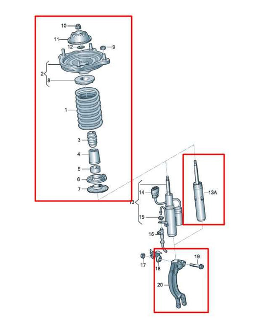 12-18 Audi A7 Premium 3.0L AWD Front Suspension Right Side Shock Strut Absorber - Alshned Auto Parts