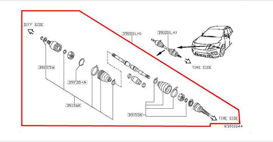 2014-19 Nissan Pathfinder SV 4x4 Front Left CV Axle Drive Half Shaft 39101-3JA0D - Alshned Auto Parts