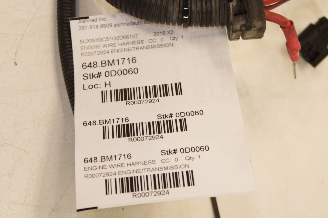 2013-2017 BMW X3 xDrive28i 2.0L Engine Transmission Wire Harness 12538646727 OEM - Alshned Auto Parts