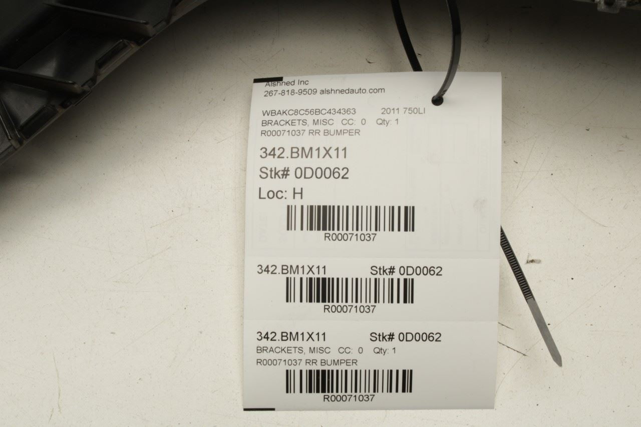 10-15 BMW 750Li xDrive 4.4L AWD Rear Driver Left Side Bumper Support Mount Panel - Alshned Auto Parts