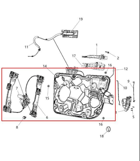 2011-22 Jeep Grand Cherokee Overland Front Left Door Window Regulator w/ Carrier - Alshned Auto Parts
