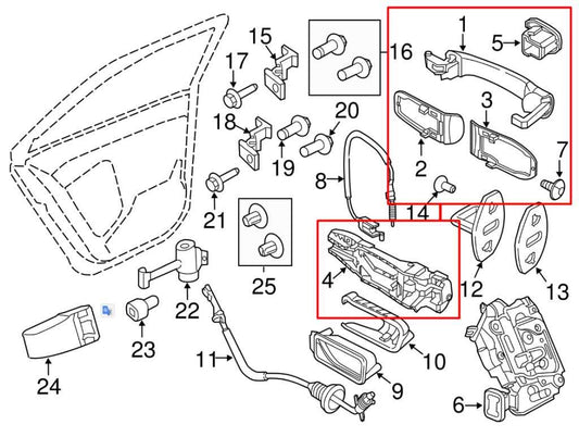 2011-18 Volkswagen Jetta Sport Front Left Door Exterior Handle 5N0-837-205-M-GRU - Alshned Auto Parts