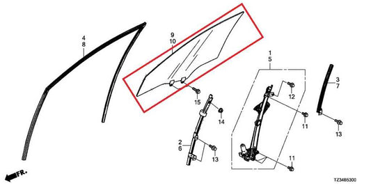 2015-2020 Acura TLX Tech Front Left Door Window Movable Glass 73350-TZ3-A00 OEM - Alshned Auto Parts