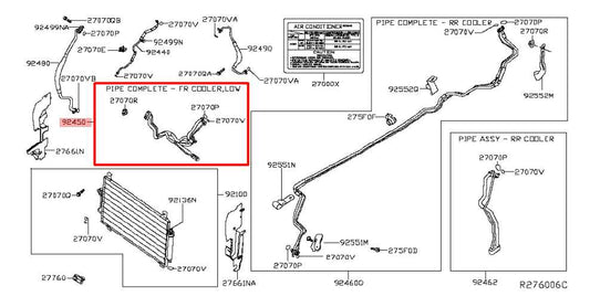 14-20 Nissan Pathfinder SV 3.5L AC Conditioning Front Cooler Low Line Tube Pipe - Alshned Auto Parts