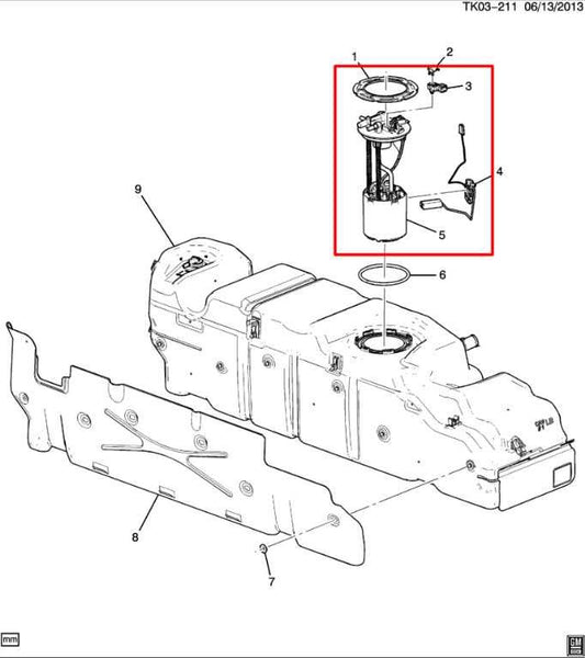 2014-2018 Chevrolet Silverado 1500 4.3L Fuel Pump Assembly 13581618 OEM - Alshned Auto Parts