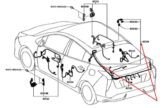 2016-2022 Toyota Prius Rear Trunk Tailgate Wire Harness 82184-47480 OEM - Alshned Auto Parts