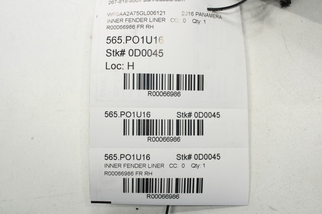 11-16 Porsche Panamera 4 Front Right Side Wheelhouse Liner Splash 970-504-126-04 - Alshned Auto Parts