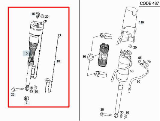 07-13 Mercedes-Benz S550 AWD Rear RH Side Shock Strut Absorber 221-320-56-13-89 - Alshned Auto Parts
