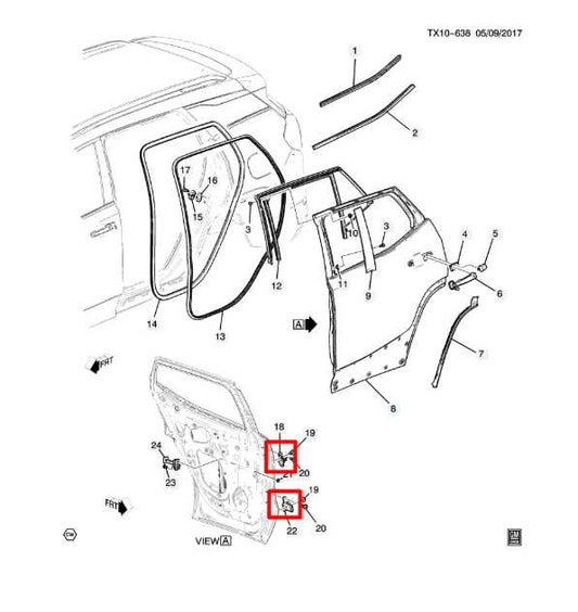 18-24 GMC Terrain Denali Rear Right Side Door Hinge Upper and Lower 13590932 OEM - Alshned Auto Parts