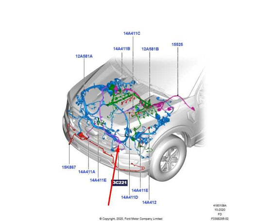 21-24 Ford F150 XLT Supercrew 5.0L Starter Motor Wire Harness ML3T-3C221-EJ OEM - Alshned Auto Parts