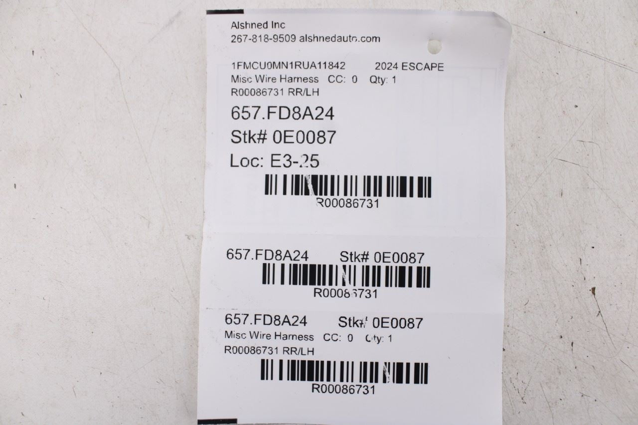 2024 Ford Escape ST Rear Left Driver Side Door Wire Harness RZ1Z-14633-C OEM - Alshned Auto Parts