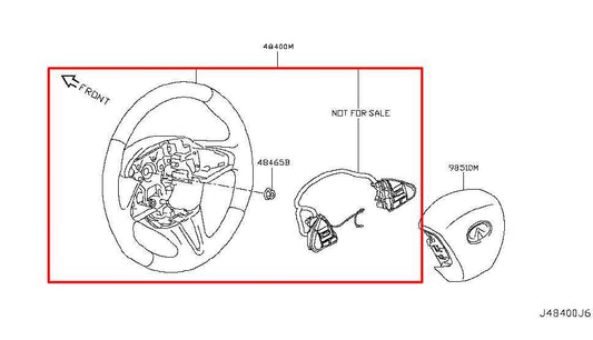 2015-18 Infiniti Q50 Premium 3.0L RWD Steering Wheel Leather w/ Control Buttons - Alshned Auto Parts