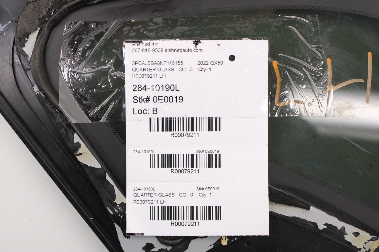 19-25 Infiniti QX50 LUXE Rear Left Driver Side Quarter Window Glass 83301-5NA0C - Alshned Auto Parts